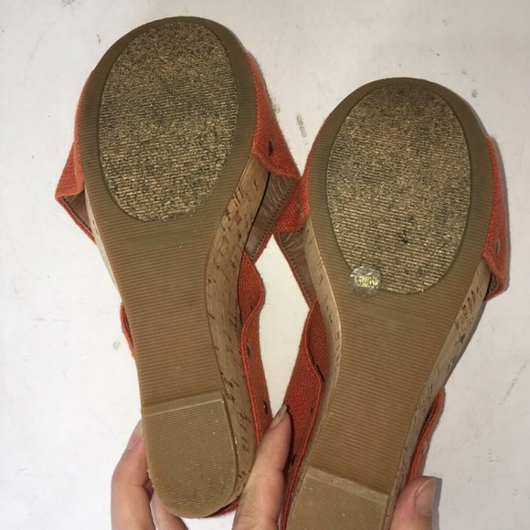 Women's Lucky Brand Cork Wedges Criss Cross Orange - Picture 6 of 9